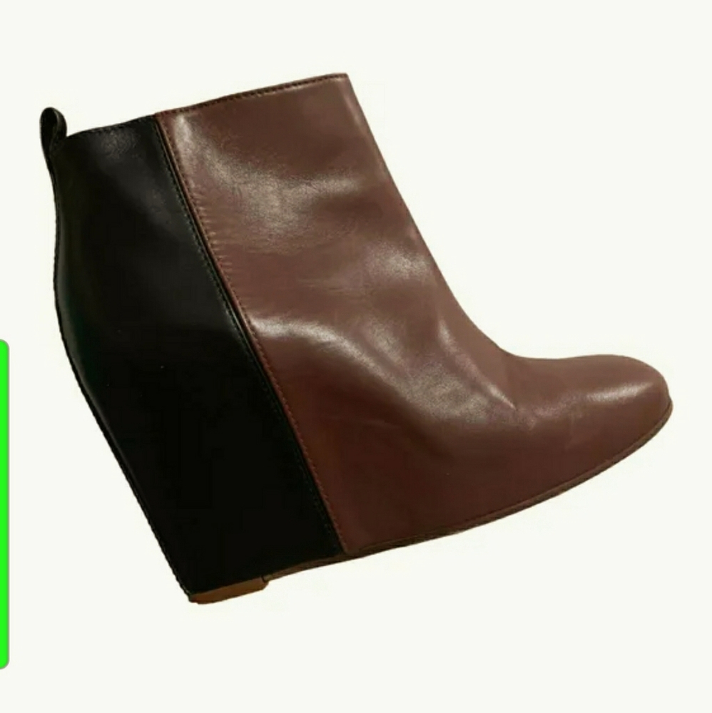 CELINE Black and Brown Wedge Boots